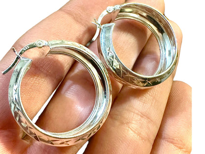 25mm Sterling Silver Hoops, 925 Sterling Silver Hoop Earrings, Round Hoop Earrings, Pierced Earrings, Sterling Silver Earrings Hoops, Unisex - leoshopdeals