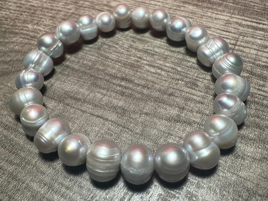 Gray Pearl bracelet for Women beaded Adjustable, Stretch Bracelet with Beads, Freshwater Pearl bracelet - leoshopdeals