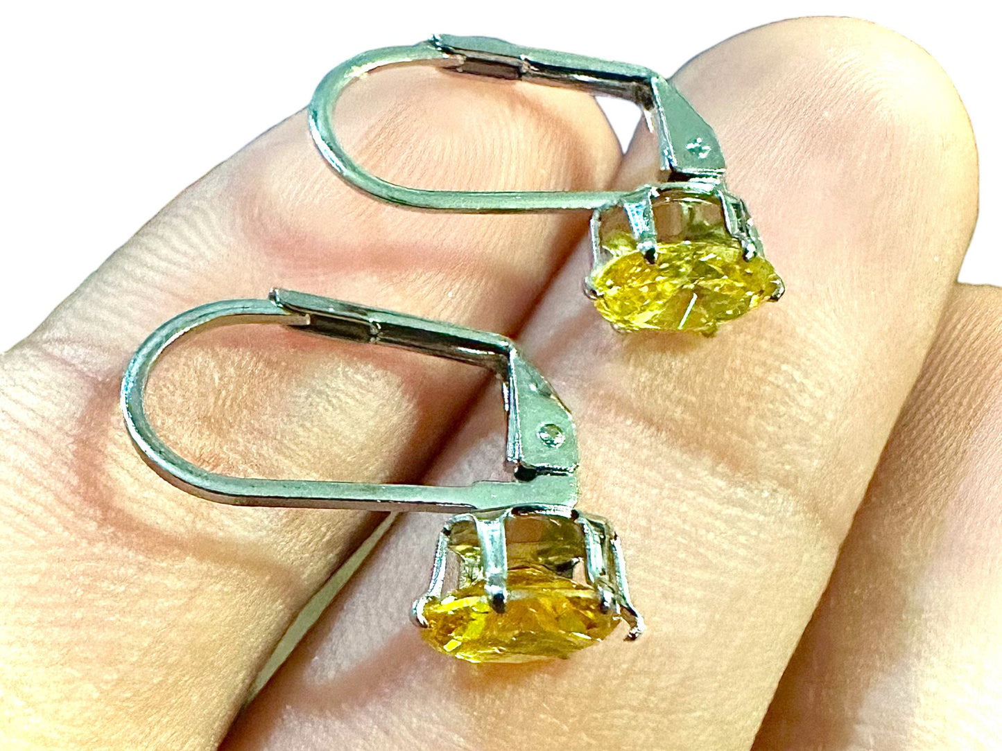 Leverback Earrings Citrine, Leverback Earrings White Gold Earrings 18k Plated, Oval Leverback Earrings, Gemstone Earrings Leverback - leoshopdeals