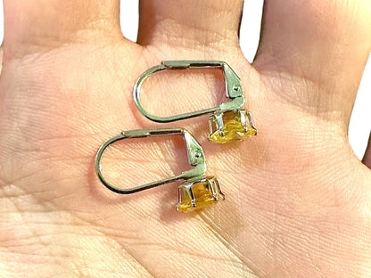 Leverback Earrings Citrine, Leverback Earrings White Gold Earrings 18k Plated, Oval Leverback Earrings, Gemstone Earrings Leverback - leoshopdeals