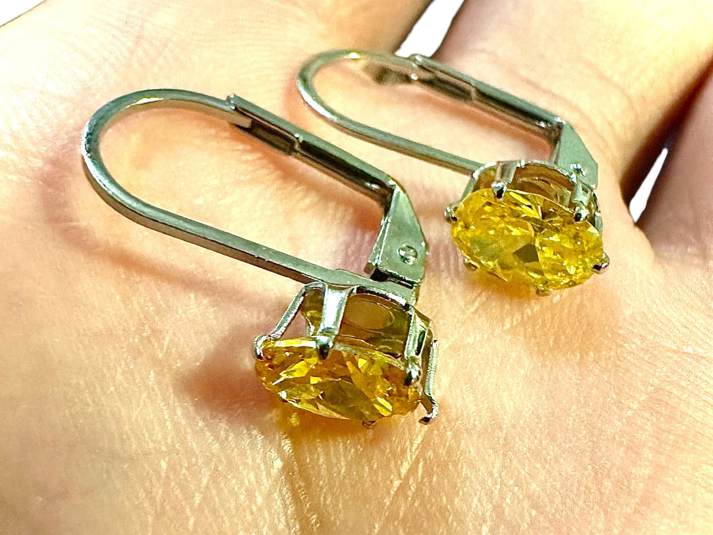 Leverback Earrings Citrine, Leverback Earrings White Gold Earrings 18k Plated, Oval Leverback Earrings, Gemstone Earrings Leverback - leoshopdeals