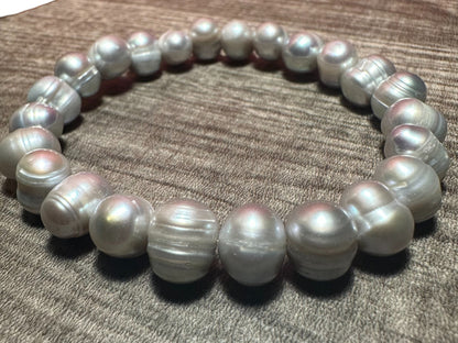 Gray Pearl bracelet for Women beaded Adjustable, Stretch Bracelet with Beads, Freshwater Pearl bracelet - leoshopdeals