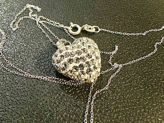 Heart Necklace for Women 925 Sterling Silver 18 inches, Dainty Pendant Necklace Silver, Cubic Zirconia Necklace, Gift for Her, Gift for Mom - leoshopdeals