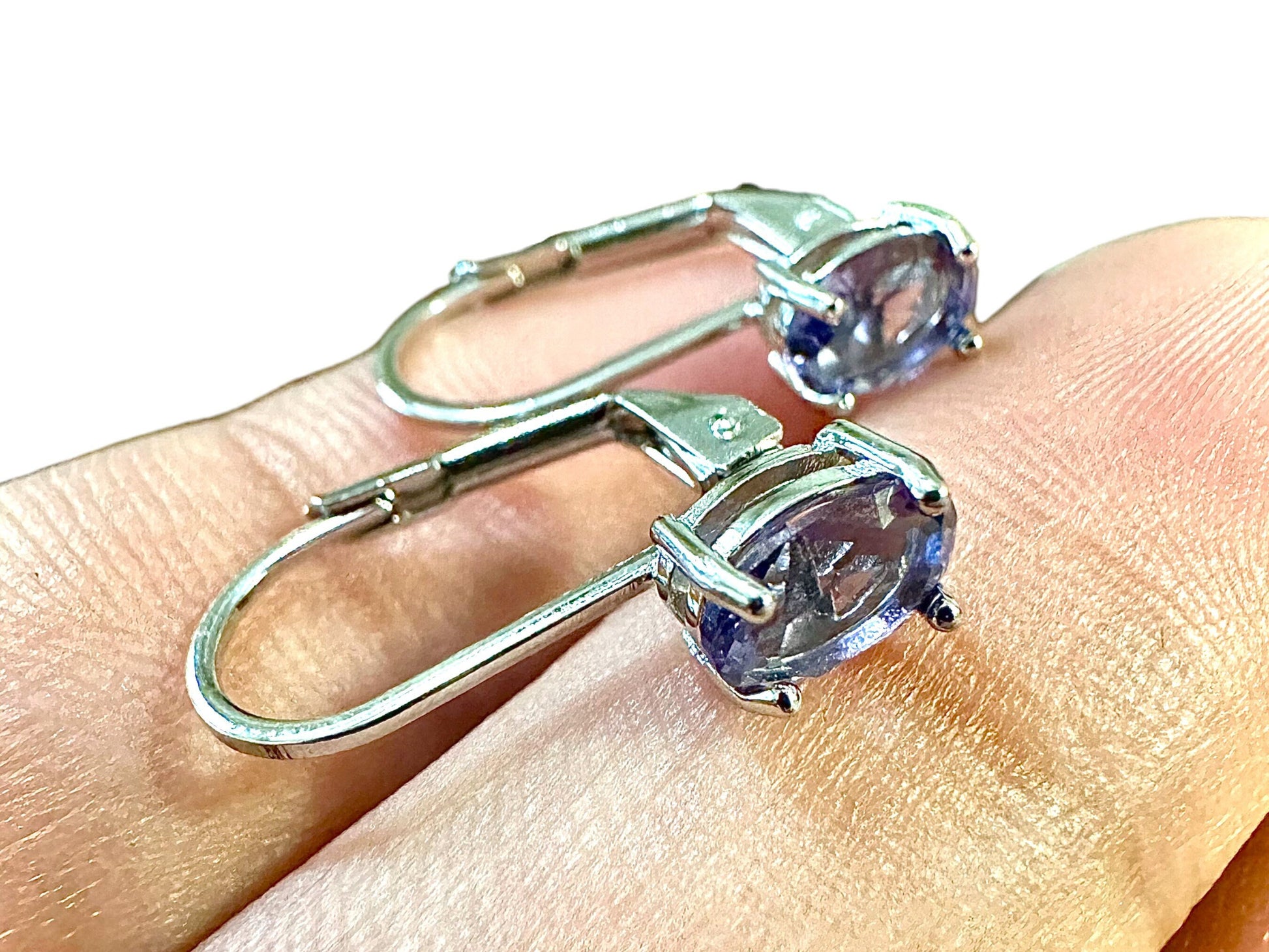 Tanzanite Earrings in Sterling Silver Plated 5MM Leverback Opal Earrings 2.00CT Leverback Earrings Silver Tanzanite Jewelry for Women Gift - leoshopdeals