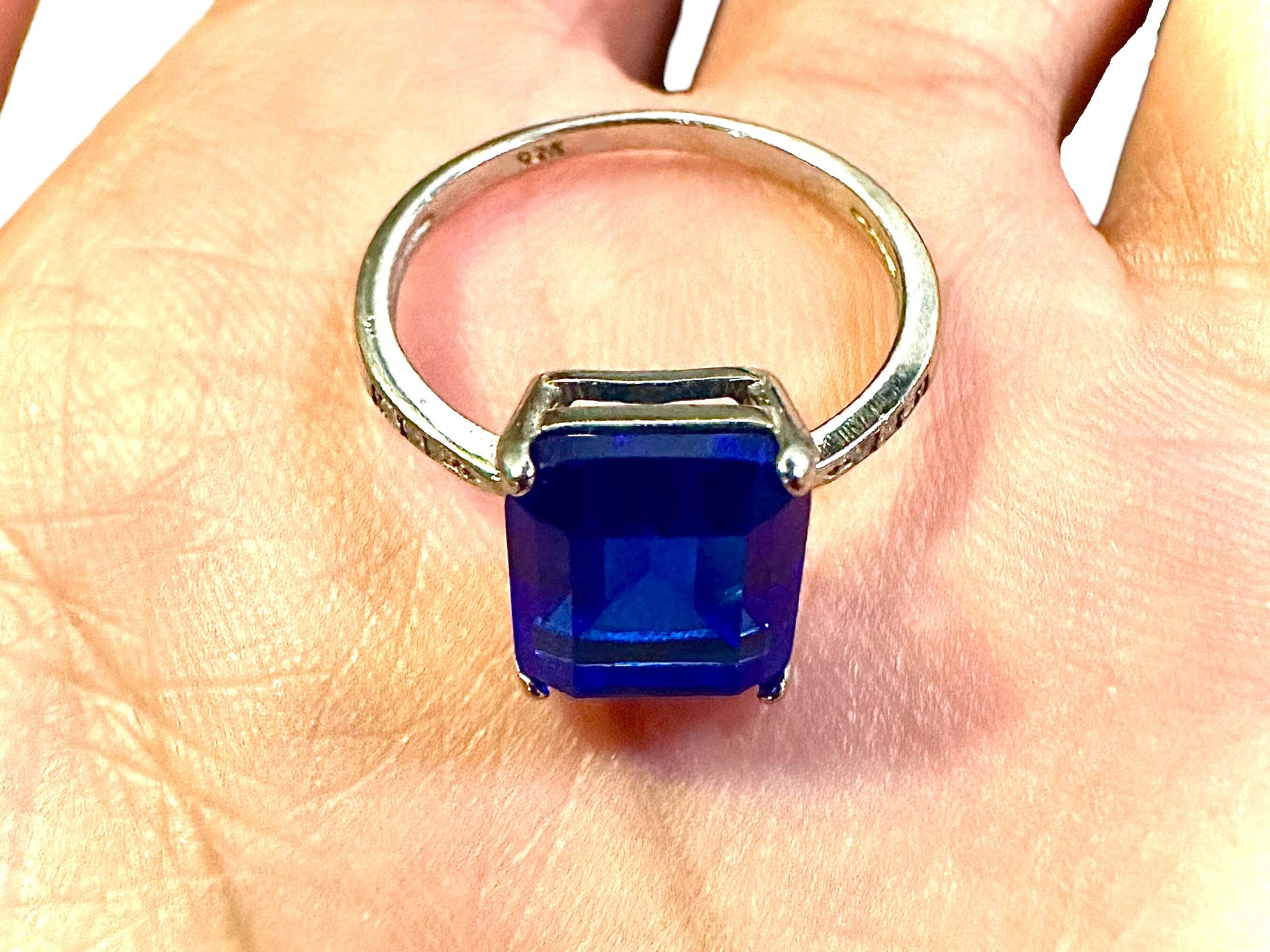 Tanzanite Ring Sterling Silver 925, Emerald Cut Ring for Women, Ring Women Sterling Silver 925 4.00 CTTW, Blue Sapphire Ring for Women - leoshopdeals