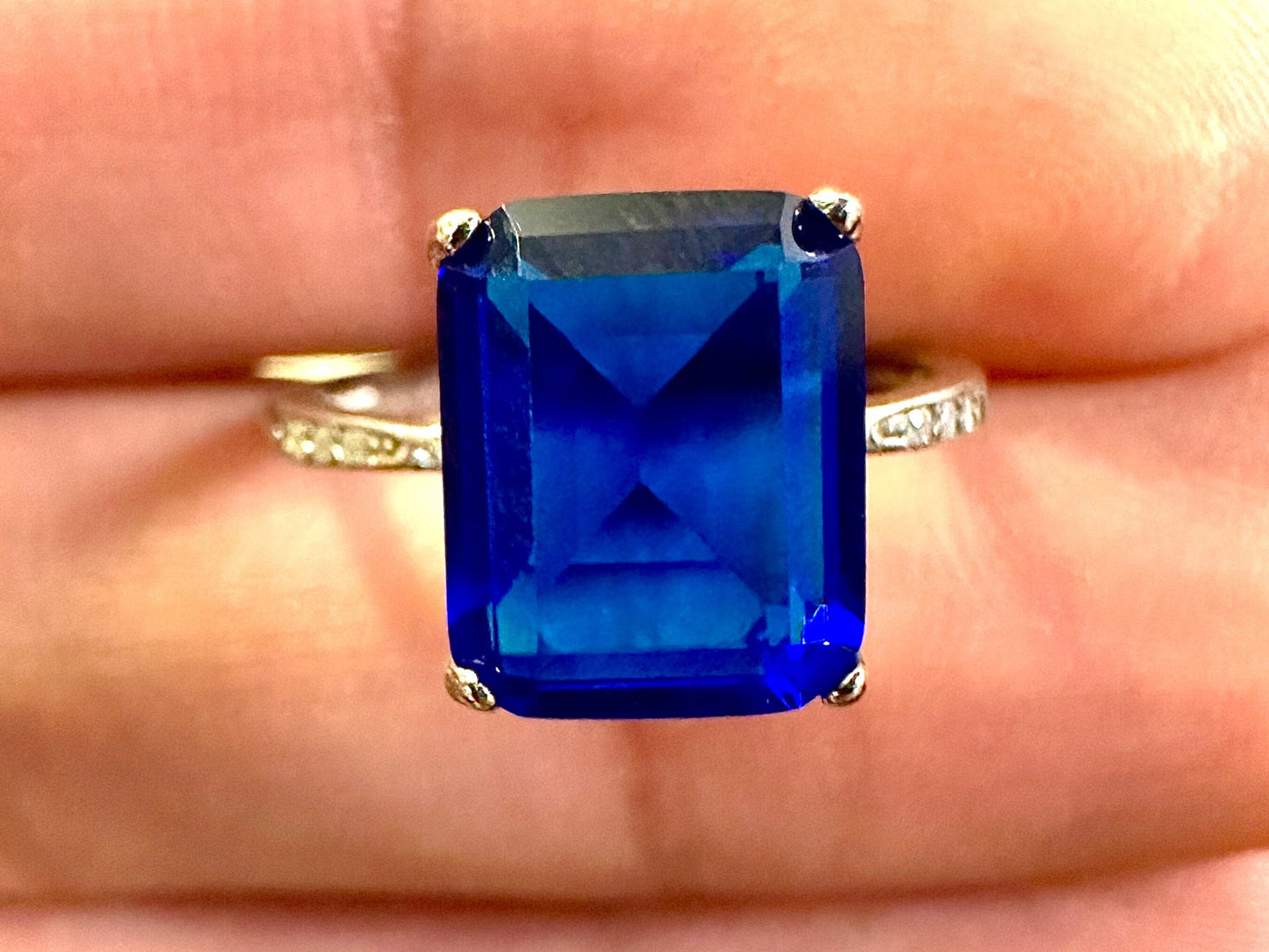 Tanzanite Ring Sterling Silver 925, Emerald Cut Ring for Women, Ring Women Sterling Silver 925 4.00 CTTW, Blue Sapphire Ring for Women - leoshopdeals