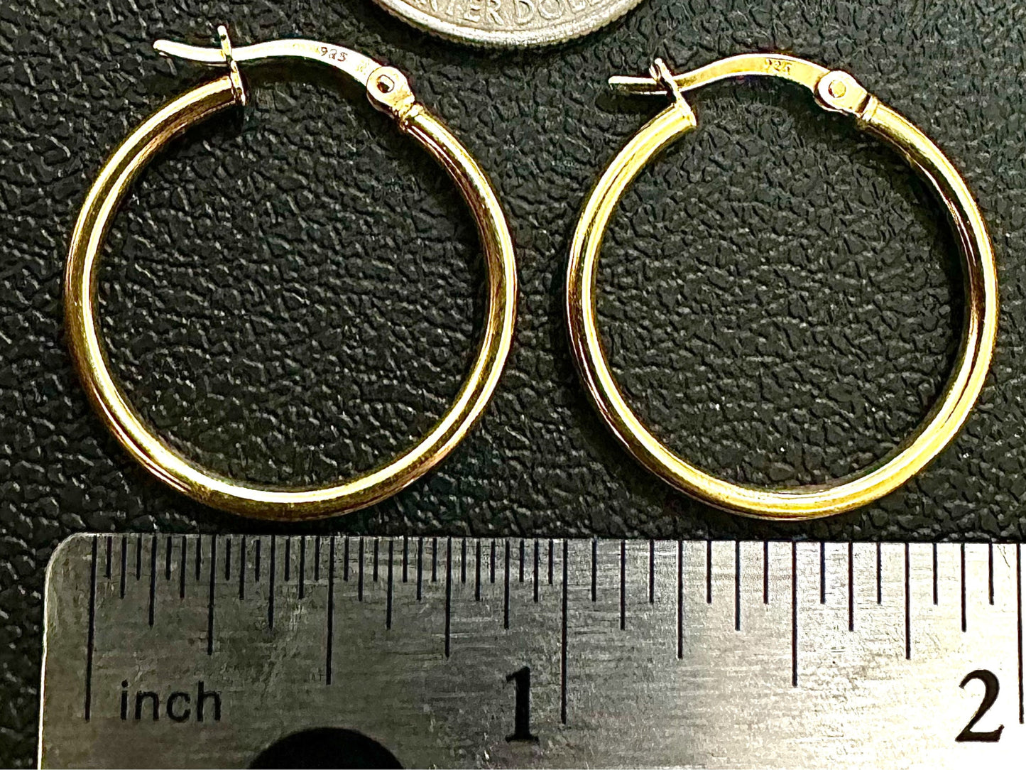 25MM Hoop Earrings 14K Gold Plated Finish 925 Sterling Silver 2mm - leoshopdeals