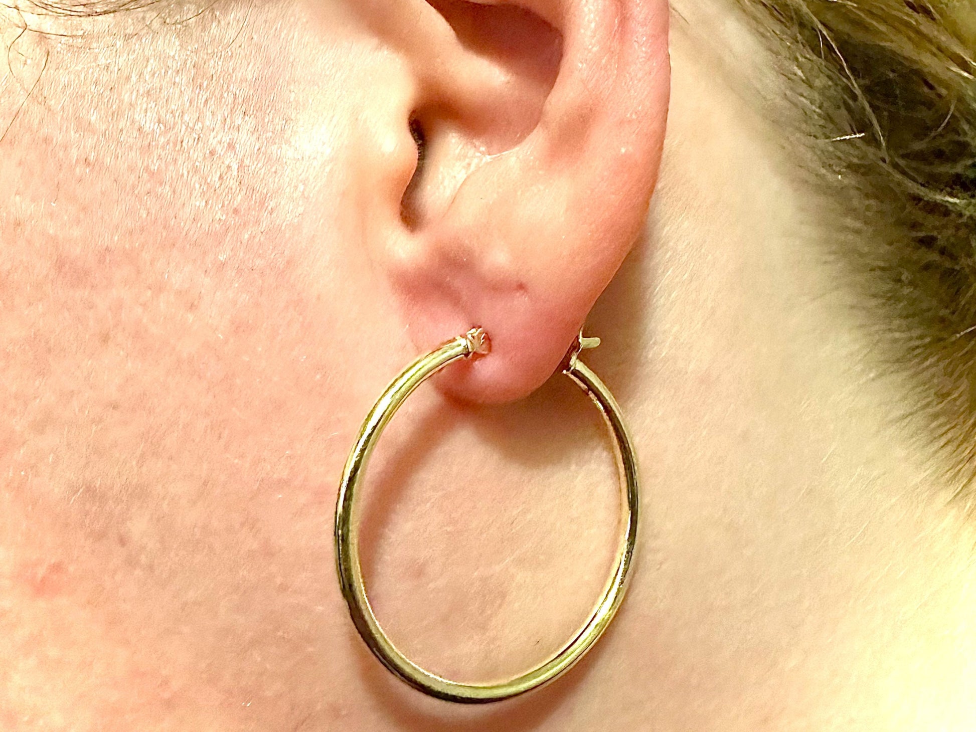 14K Gold Plated Hoop Earrings for Women 925 Sterling Silver 30MM, Round Hoop Earrings, Pierced Earrings, Gold Earrings, 30MM Gold Hoops - leoshopdeals