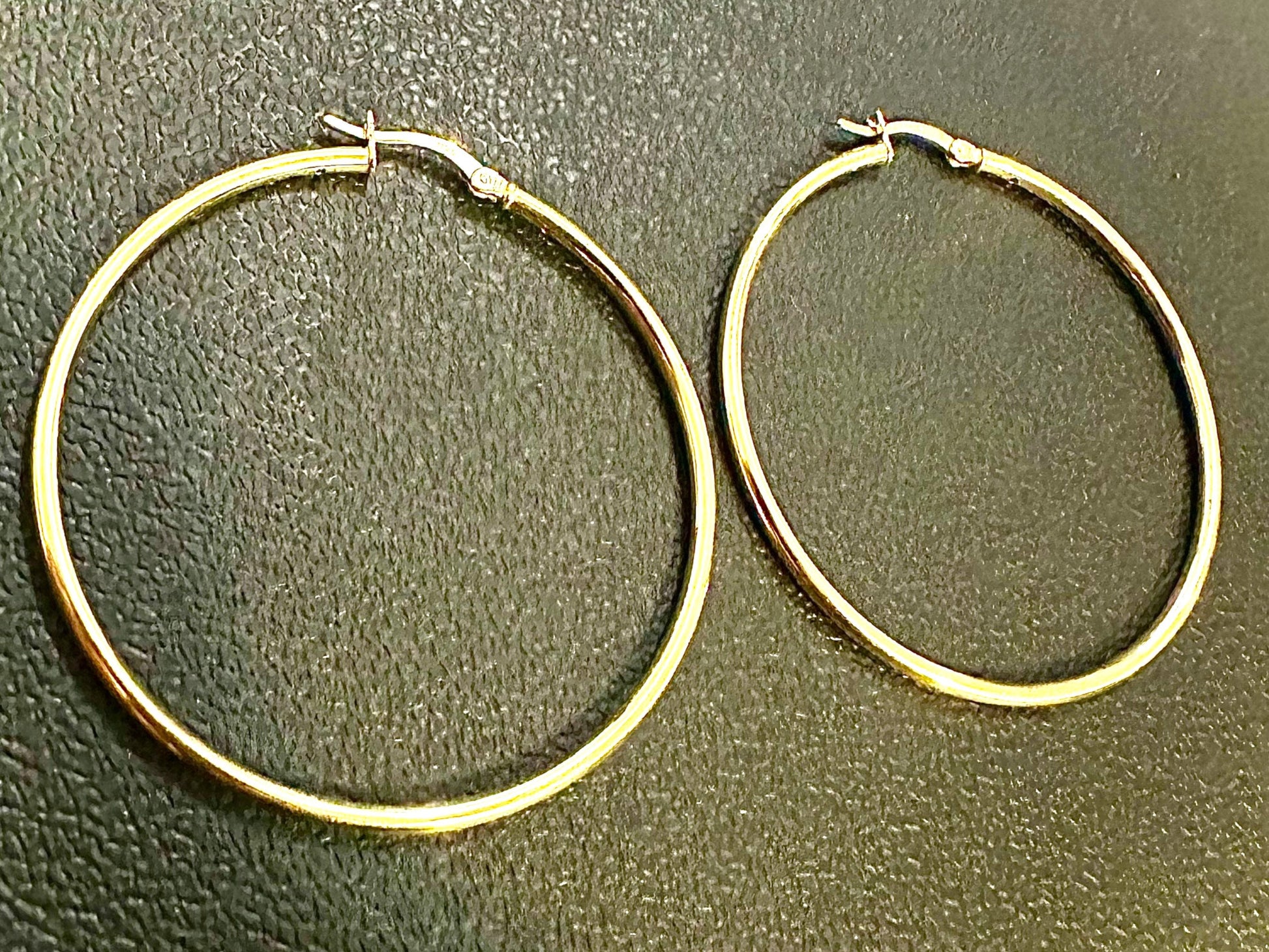 50MM Hoop Earrings 14K Gold Plated Finish 925 Sterling Silver 2mm - leoshopdeals