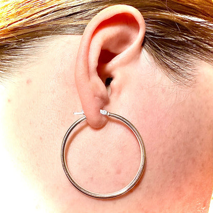 Elegant Hoop Earrings, 35mm Sterling Silver Hoops, 925 Sterling Silver Hoop Earrings, Round Hoop Earrings, Pierced Earrings, Silver Earrings - leoshopdeals