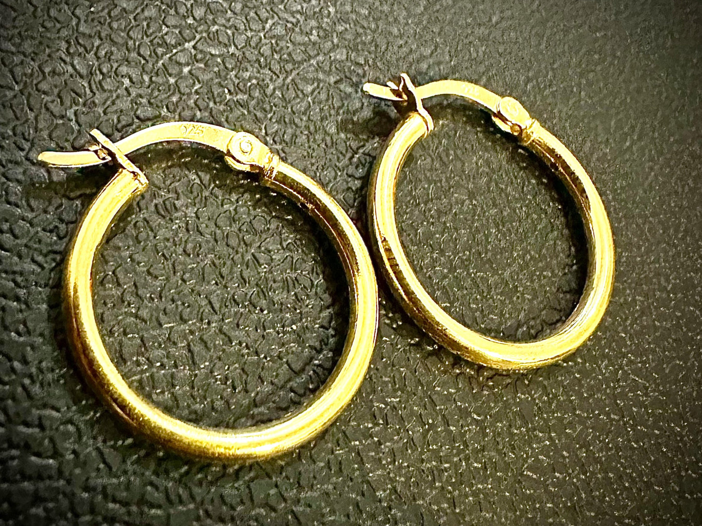 20MM Hoop Earrings 14K Gold Plated Finish 925 Sterling Silver 2mm - leoshopdeals