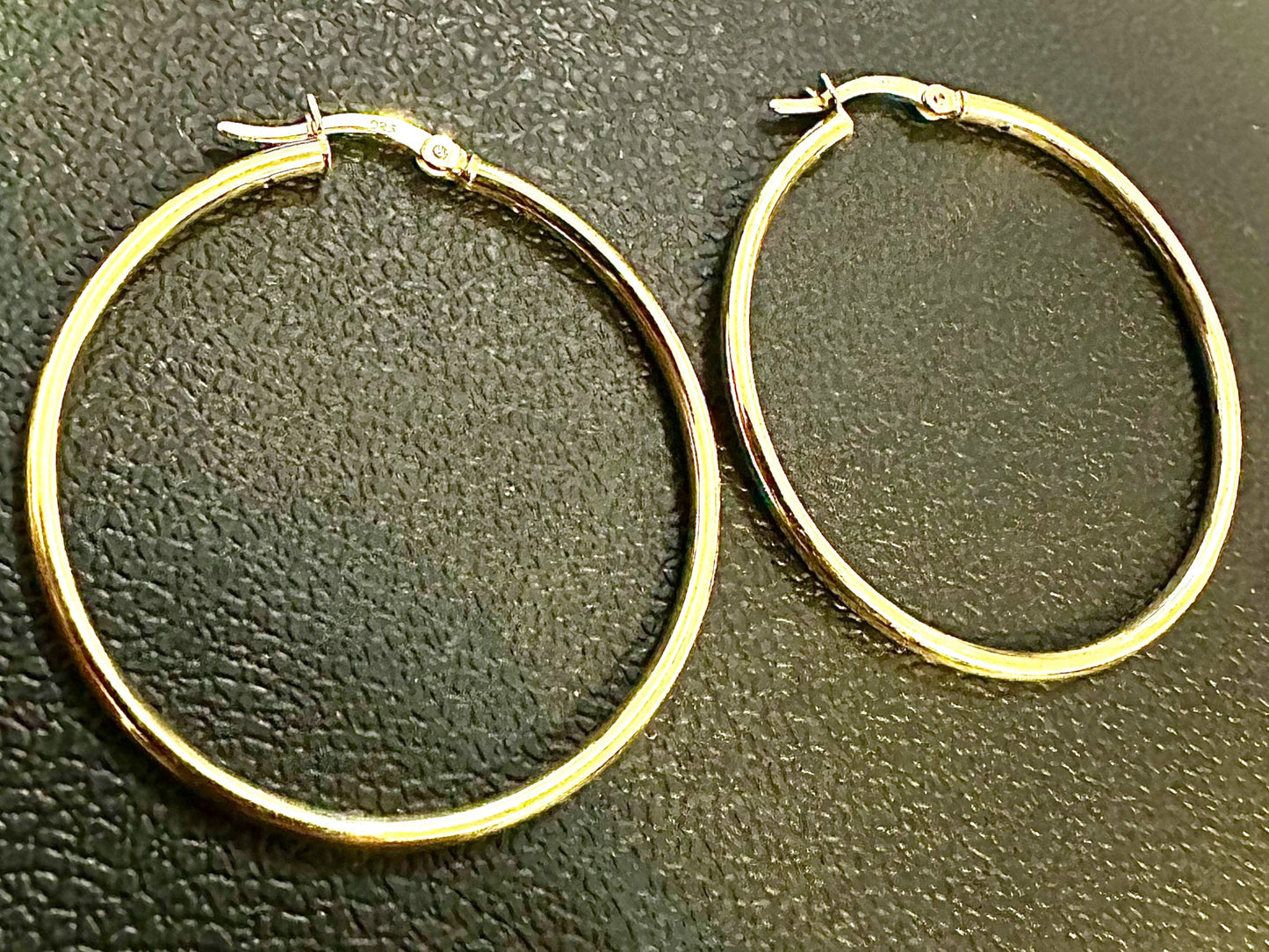 40MM Hoop Earrings 14K Gold Plated Finish 925 Sterling Silver 2mm - leoshopdeals