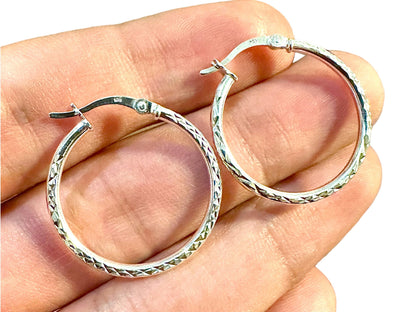 Elegant Hoop Earrings, 25mm Sterling Silver Hoops, 925 Sterling Silver Hoop Earrings, Round Hoop Earrings, Pierced Earrings, Silver Earrings - leoshopdeals