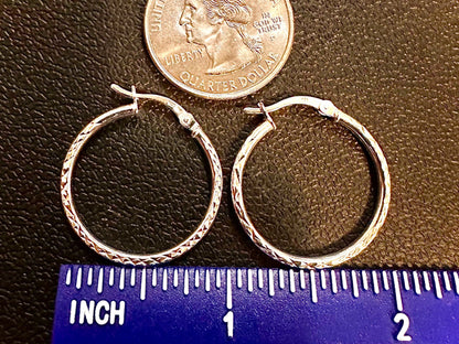 Sterling Silver Hoops, 925 Sterling Silver Hoop Earrings, Round Hoop Earrings, Pierced Earrings, Silver Earrings, 25mm, 30mm, 35mm, 40mm - leoshopdeals