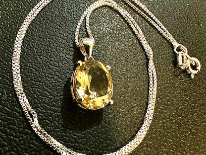 Italy 925 Sterling Silver Citrine Necklace Pendant for Women Oval Cut, Pendant Necklace for Women 9x7MM - leoshopdeals