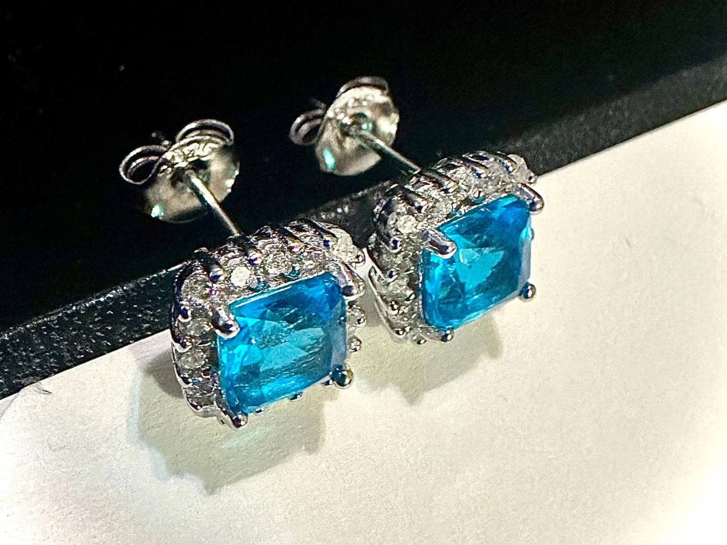 925 Sterling Silver Stud Earrings for Women 9MM, Cushion Cut Halo Earrings, Ruby Emerald Sapphire Tanzanite Opal Morganite Stud Earrings - leoshopdeals