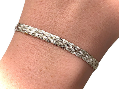 925 Sterling Silver Italian Herringbone Bracelet for Women Adjustable, Braided Bracelet Women, Gift for Her, Gift for Daughter, Gift for Mom - leoshopdeals