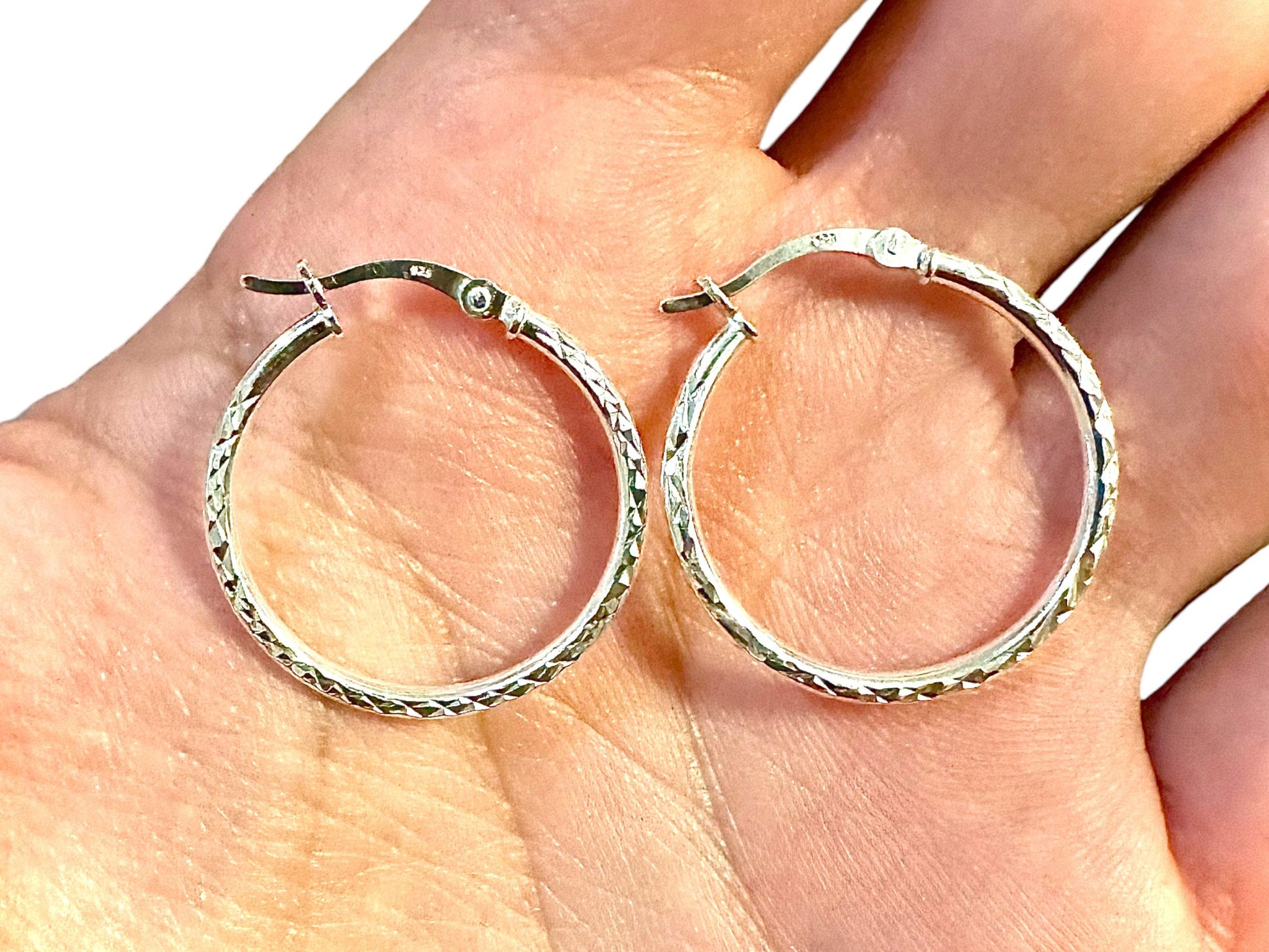 Elegant Hoop Earrings, 25mm Sterling Silver Hoops, 925 Sterling Silver Hoop Earrings, Round Hoop Earrings, Pierced Earrings, Silver Earrings - leoshopdeals