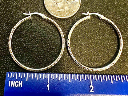 35mm Sterling Silver Hoops, 925 Sterling Silver Hoop Earrings, Round Hoop Earrings, Pierced Earrings, Sterling Silver Earrings Hoops, Unisex - leoshopdeals