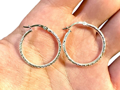 Sterling Silver Hoops, 925 Sterling Silver Hoop Earrings, Round Hoop Earrings, Pierced Earrings, Silver Earrings, 25mm, 30mm, 35mm, 40mm - leoshopdeals