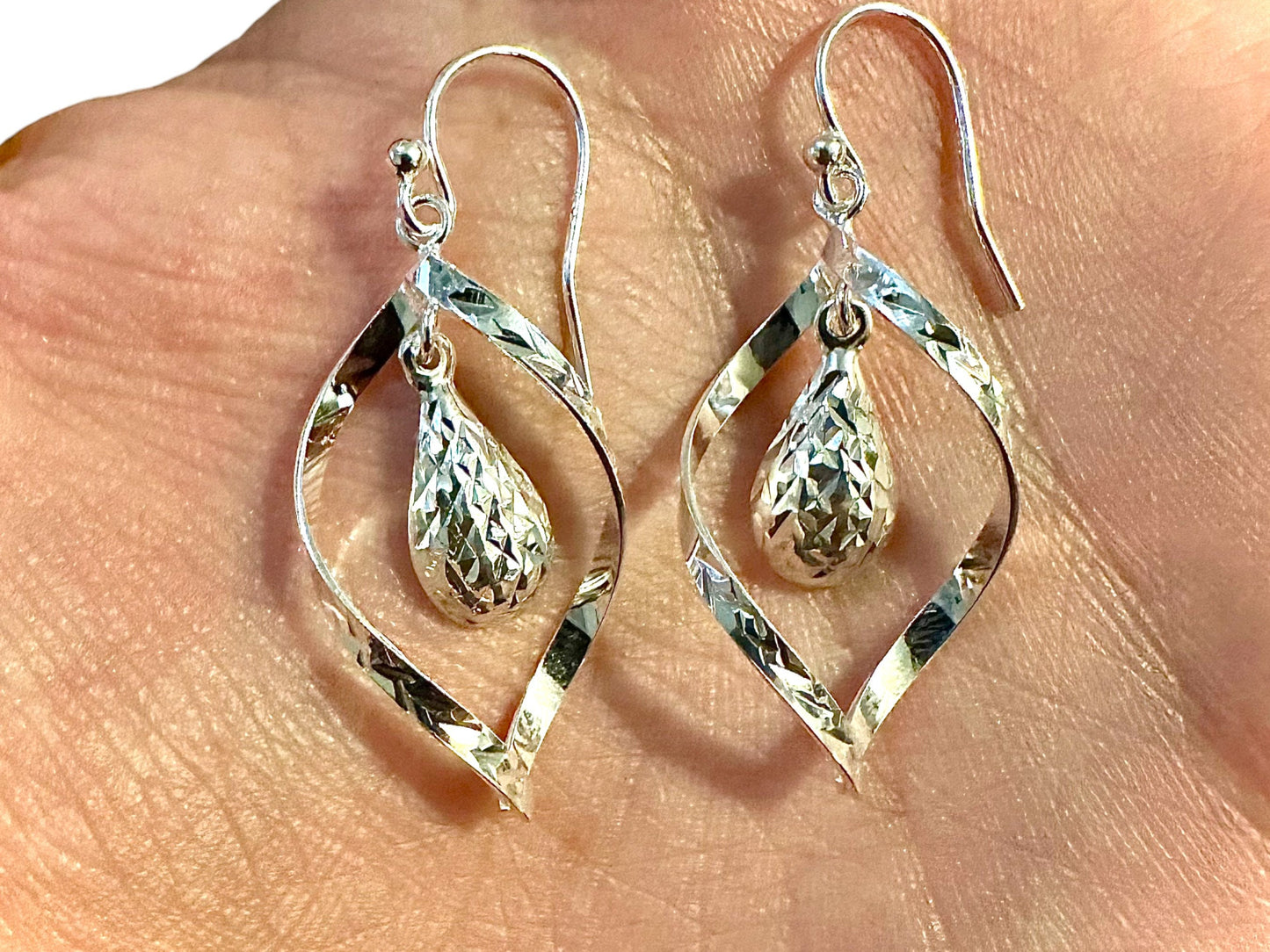 Elegant 925 Sterling Silver Teardrop Earrings Dangle and Drop Earrings for Women - leoshopdeals