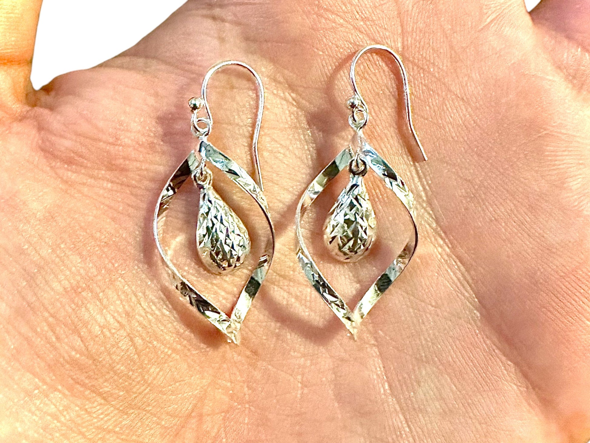 Elegant 925 Sterling Silver Teardrop Earrings Dangle and Drop Earrings for Women - leoshopdeals