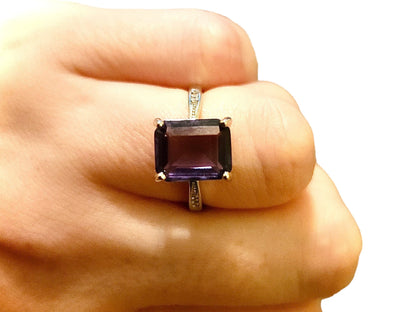 Purple Amethyst Ring For Women Silver Amethyst Ring Sterling Silver 925 Silver Ring Women Sterling Silver Ring Women Jewelry Amethyst Ring - leoshopdeals