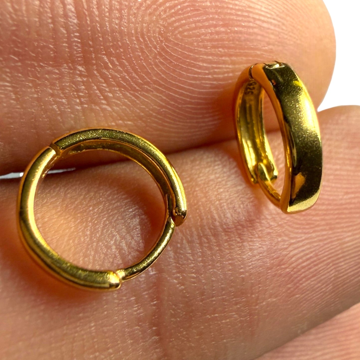 Gold Huggie Earrings 10mm 14k Gold Plated Sterling Silver