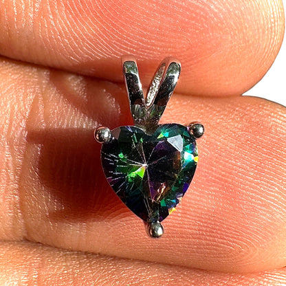 Heart Jewelry Set 925 Sterling Silver Rainbow Topaz CZ