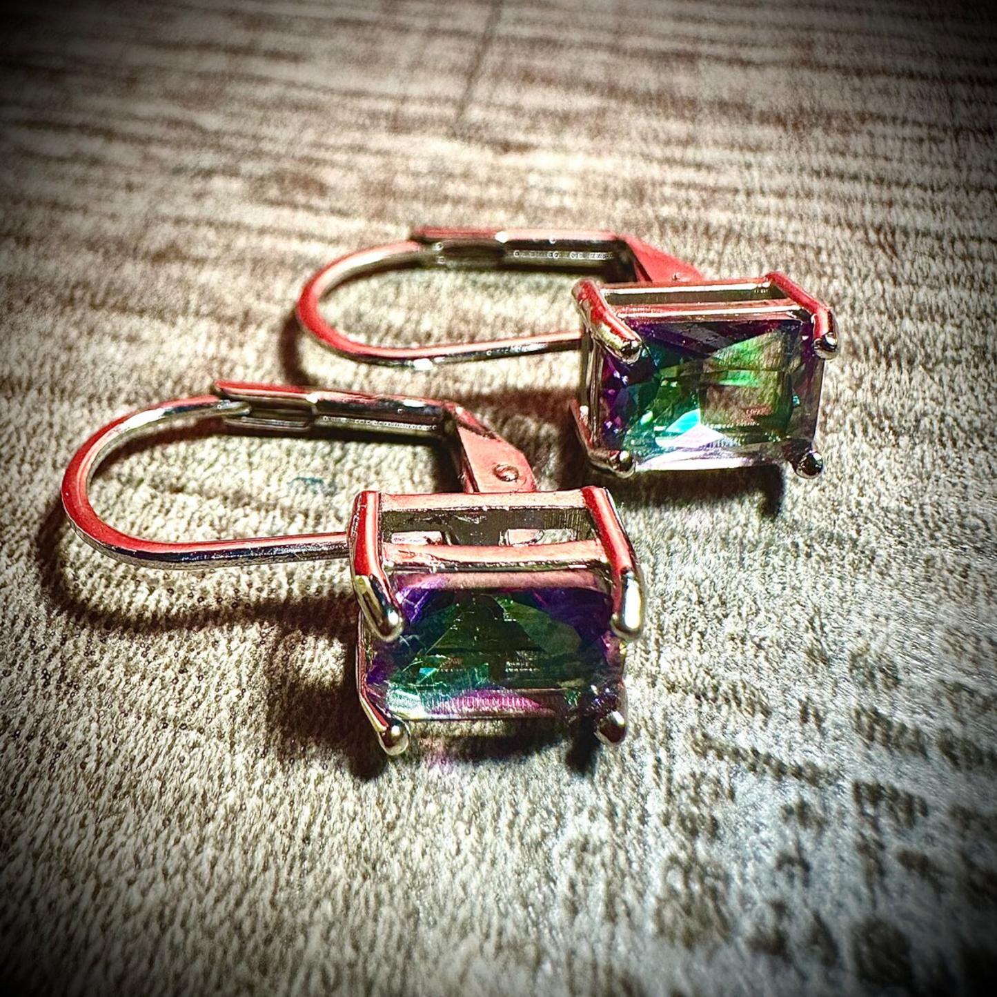 Emerald Cut Mystic Topaz Leverback Earrings for Women - leoshopdeals