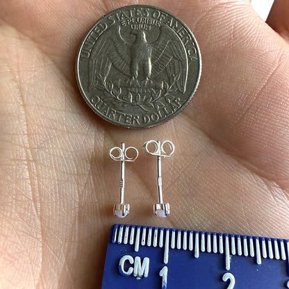 Opal Stud Earrings 925 Sterling Silver Lab Grown 2x4mm