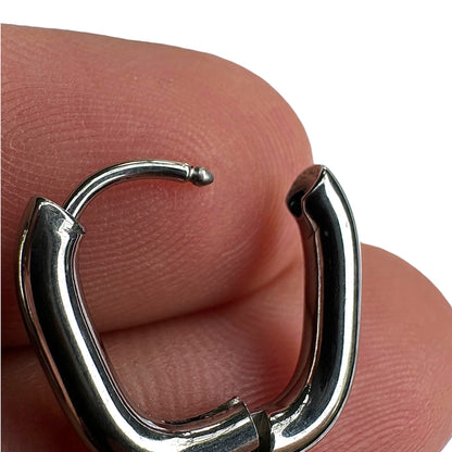 Silver Oval Hoop Earrings 316L Stainless Steel 15.6mm