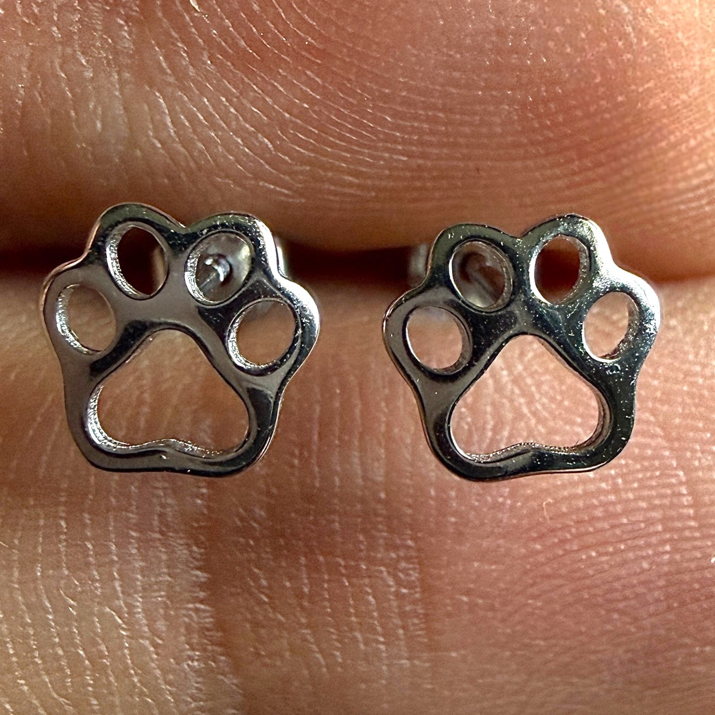 Paw Print Earrings 925 Sterling Silver 7mm Studs