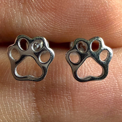 Paw Print Earrings 925 Sterling Silver 7mm Studs
