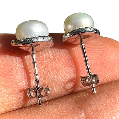 Pearl Stud Earrings 9mm 925 Sterling Silver Round