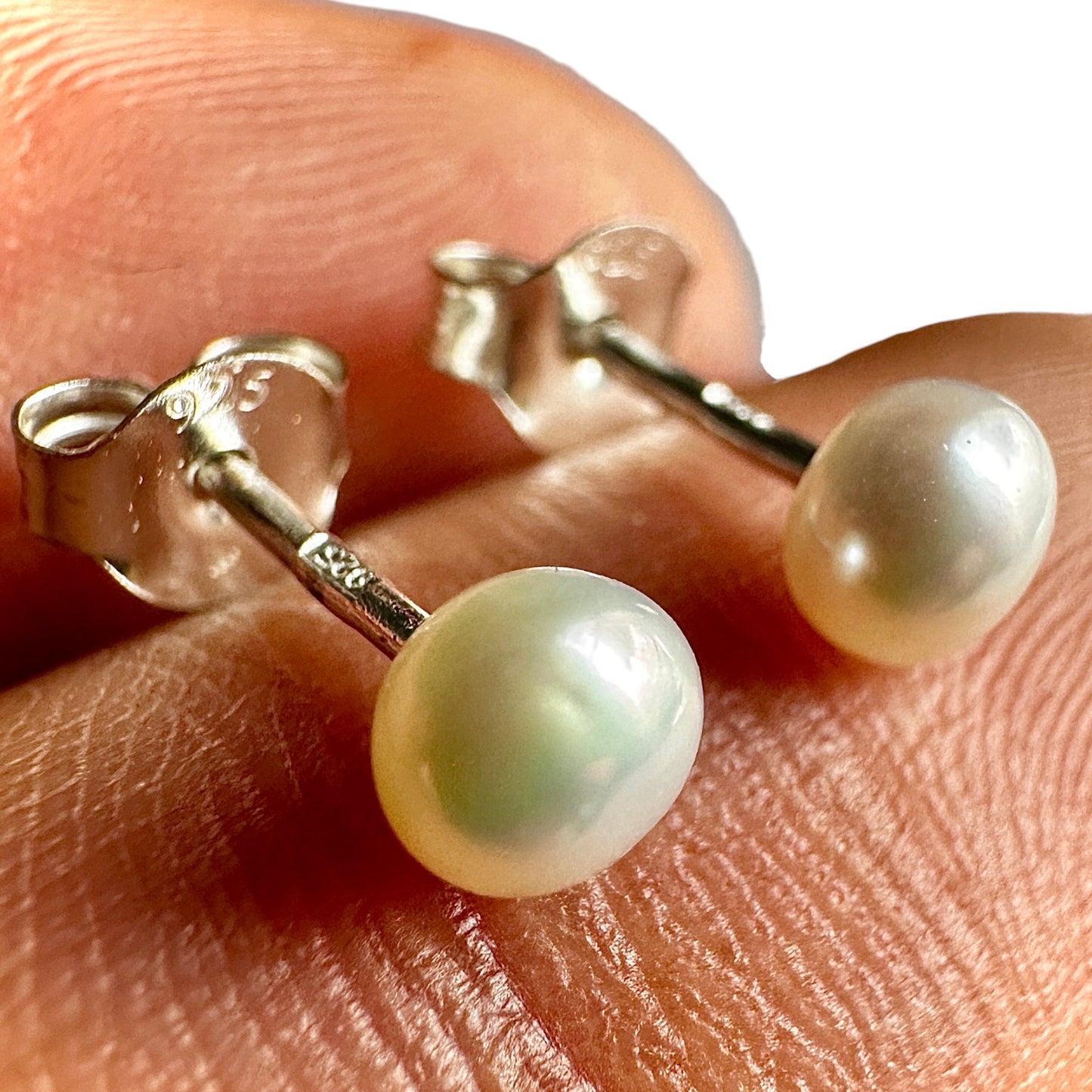 Freshwater Pearl Stud Earrings 4mm 925 Sterling Silver Studs