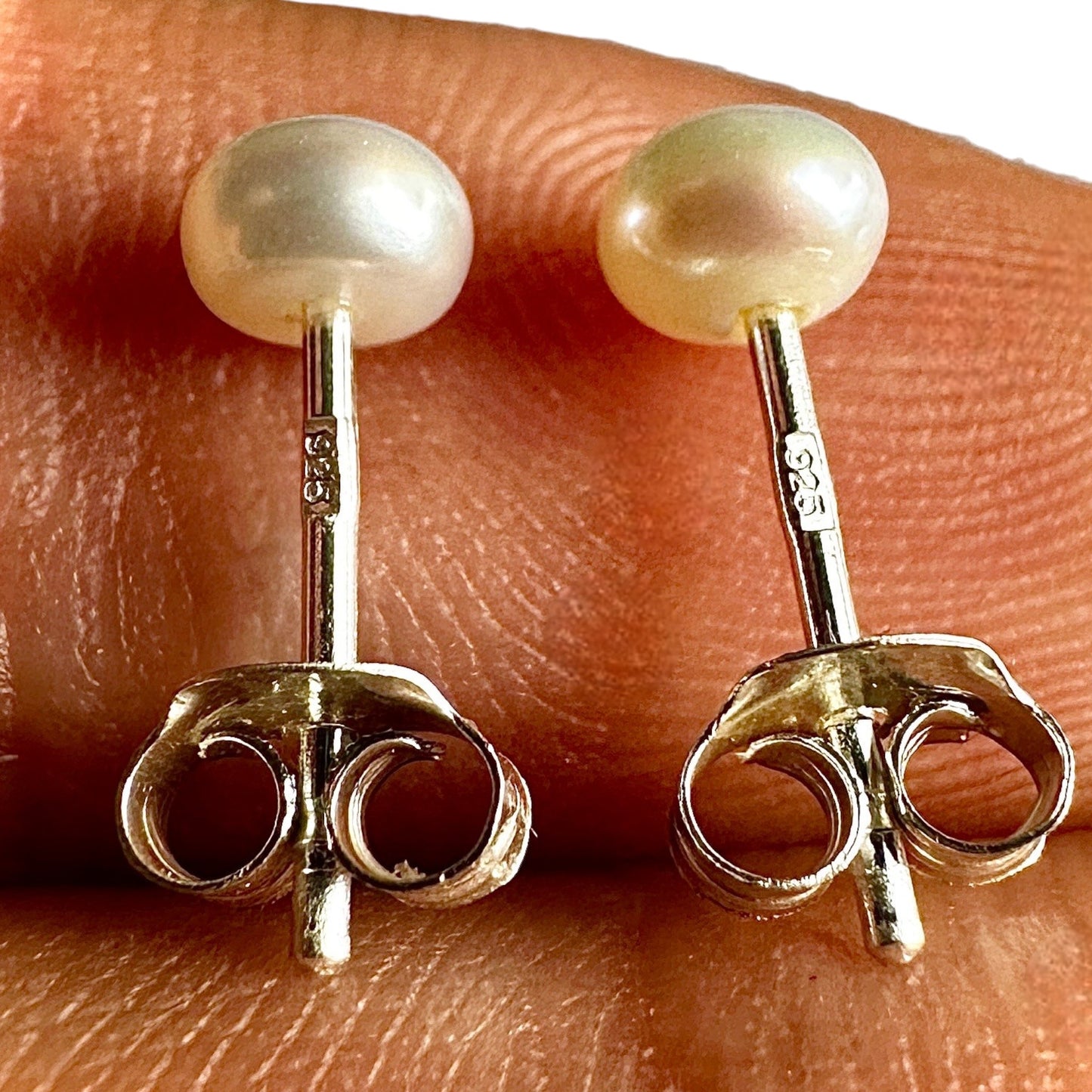 Freshwater Pearl Stud Earrings 4mm 925 Sterling Silver Studs