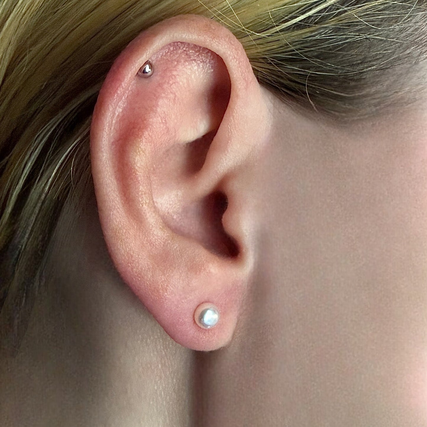 Pearl Stud Earrings 925 Sterling Silver 14k Gold Plated 4mm
