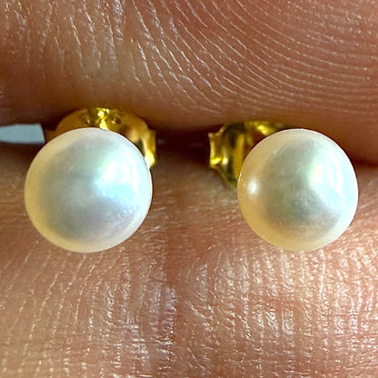 Pearl Stud Earrings 925 Sterling Silver 14k Gold Plated 4mm