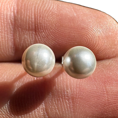 Pearl Stud Earrings 6mm Sterling Silver White Pearl