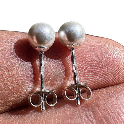 Pearl Stud Earrings 6mm Sterling Silver White Pearl