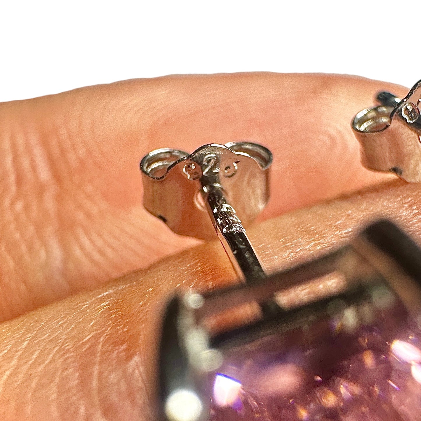 5mm Pink CZ Stud Earrings — 925 Sterling Silver Square Princess Cut
