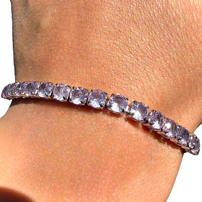 Pink Tennis Bracelet Silver Plated 6.7 Inch or 7.5 Inch