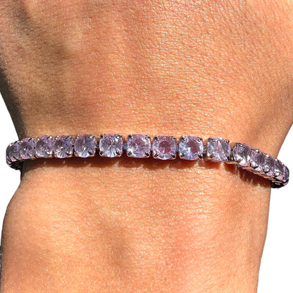Pink Tennis Bracelet Silver Plated 6.7 Inch or 7.5 Inch