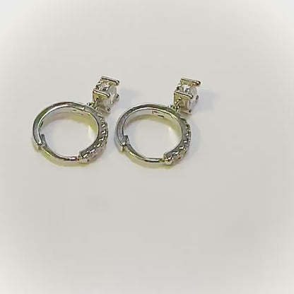 Dangle and Drop Earrings Silver Plated Cubic Zirconia 6mm