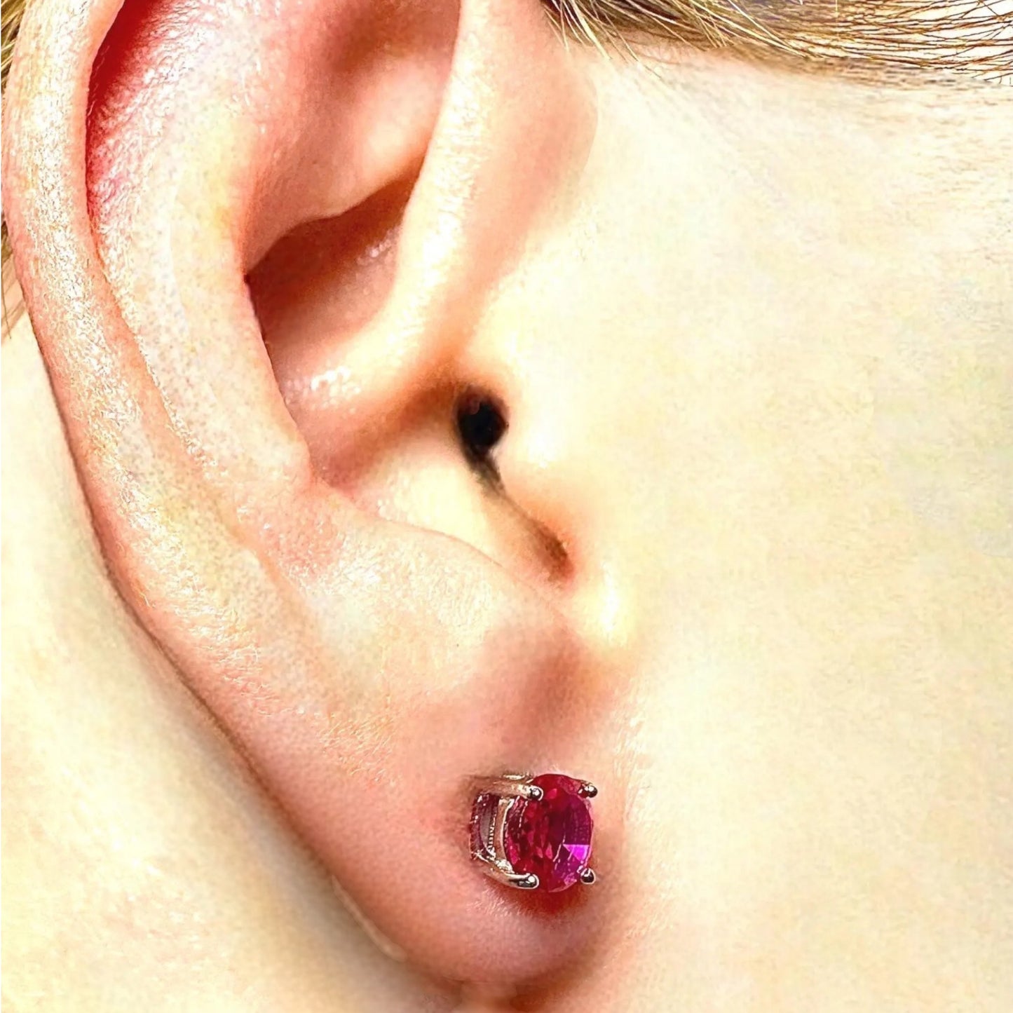 Ruby Stud Earrings 5mm 925 Sterling Silver Round CZ