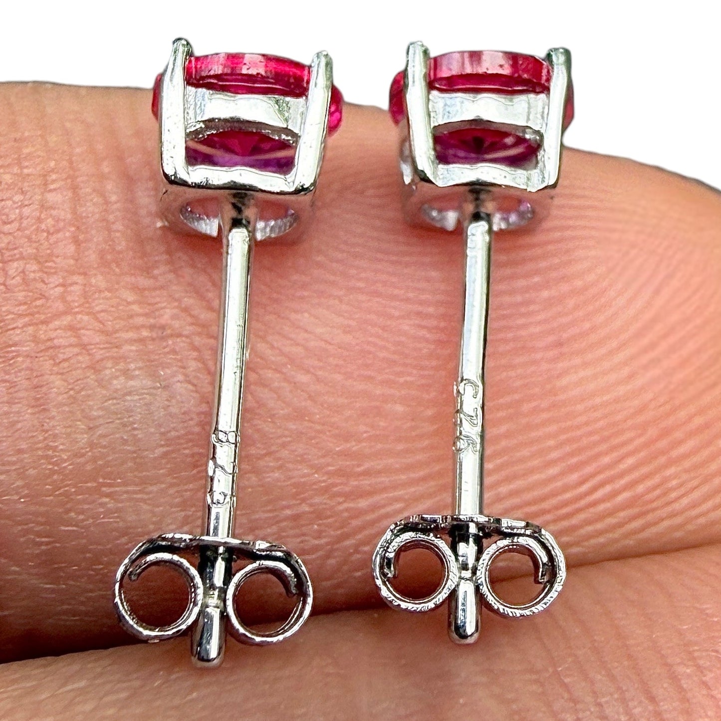 Ruby Stud Earrings 5mm 925 Sterling Silver Round CZ