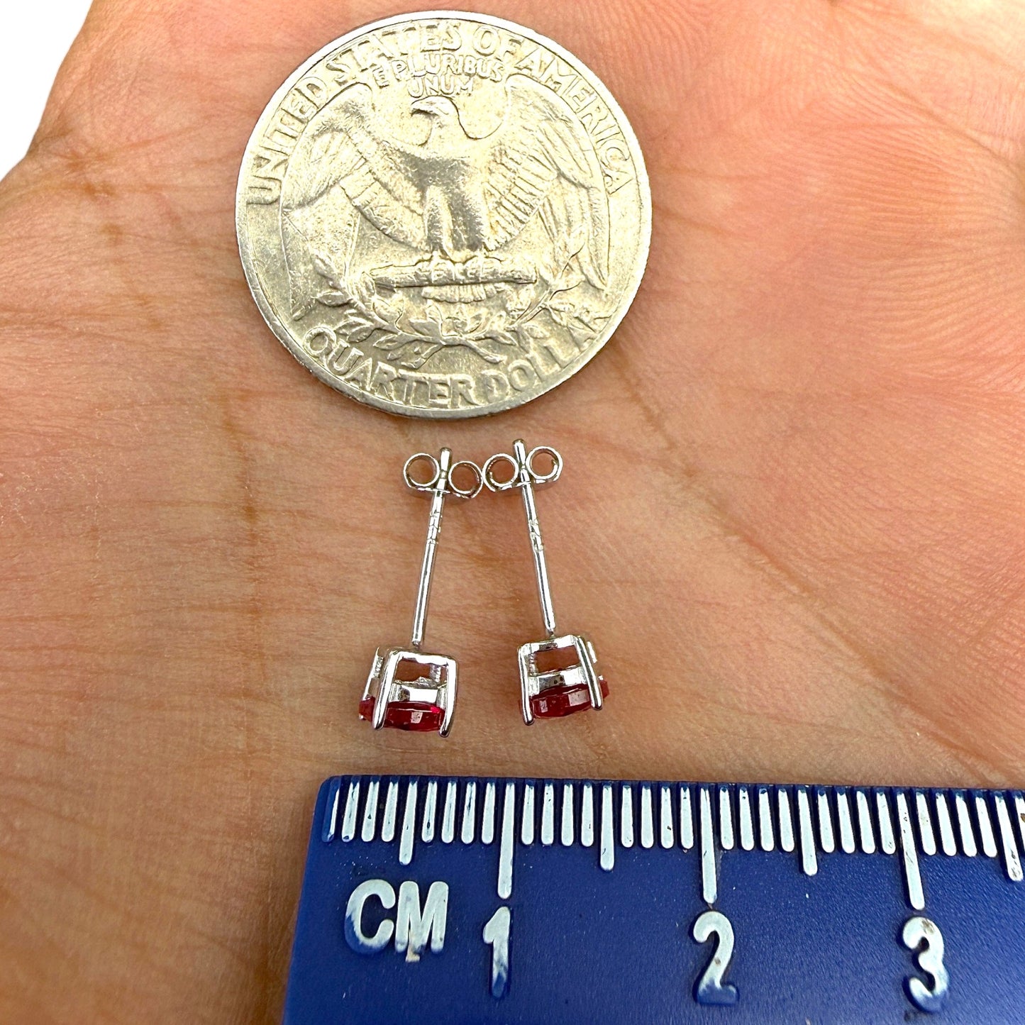 Ruby Stud Earrings 5mm 925 Sterling Silver Round CZ