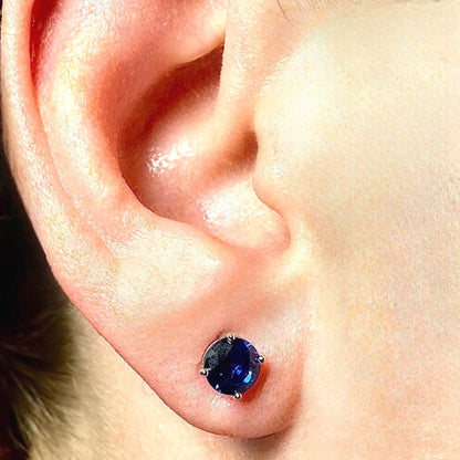 Sapphire Stud Earrings 5mm 925 Sterling Silver Round CZ