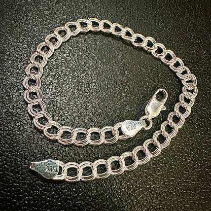 Italy 925 Sterling Silver Bracelet – Unisex Double Link Chain | Anklet or Bracelet 5mm